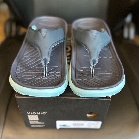 Vionic Blissful Restore Toe/Post Navy/Porcelain Blue Recovery Sandal - Picture 7 of 8